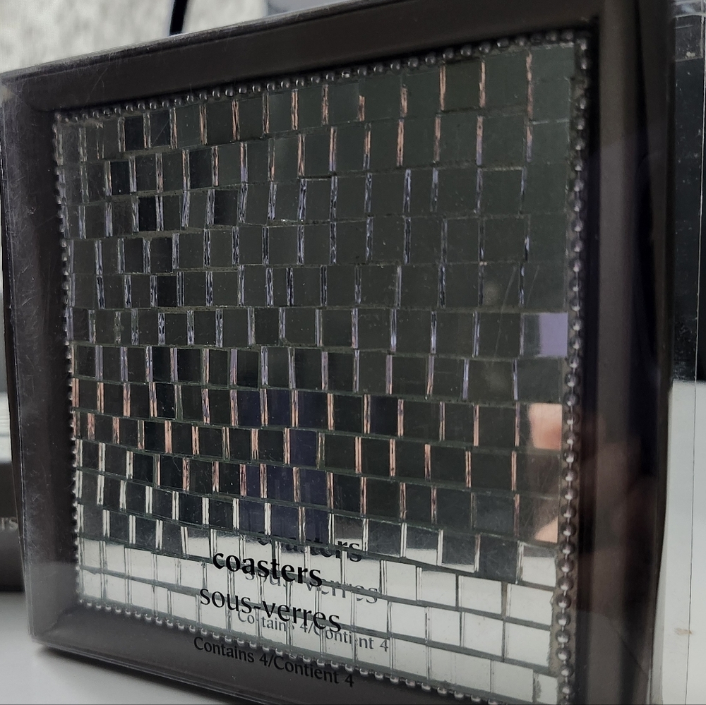 Silver Mirrored Coaster Set - Picture 2 of 5